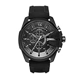 Diesel Mega Chief Stainless Steel and Silicone Chronograph Men's Watch, Color: Grey, Black (Model: DZ4378)