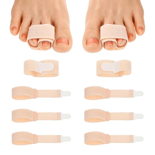 YBEATY 8 PCS Hammer Toe Wrap Straightener Broken Toe Wrap Hammer Toes Corrector Reusable Fabric Buddy Wraps Protect and Straighten Wraps Hammertoes for Women Men Crooked Curled Bent Toes Keep In Place