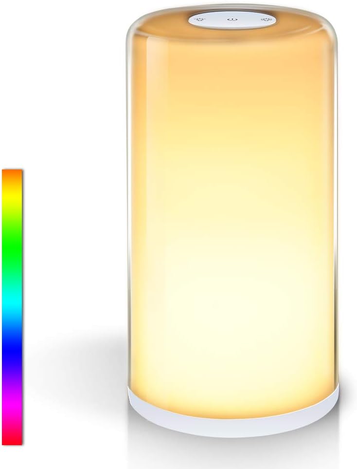 SOLLED Table Lamp, Touch Sensor Bedside Lamp with Dimmable Warm White Light & Color Changing RGB for Living Rooms and Bedrooms