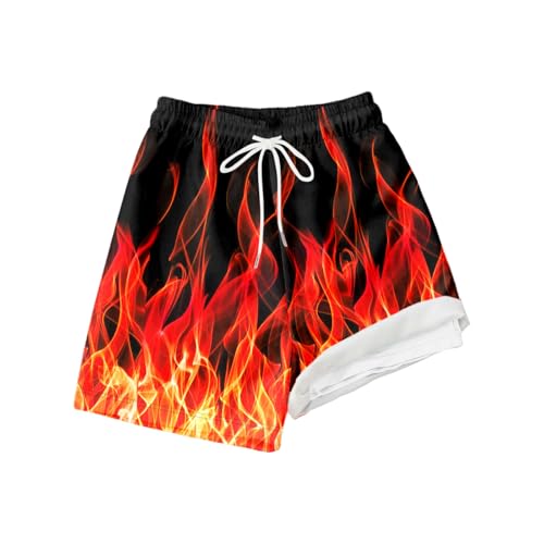 Generisch Pantalones infantiles unisex modernos de color sólido para niños con forro de compresión, pantalones cortos de baño elásticos, rojo, 14T=160