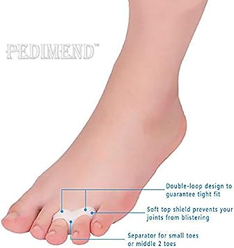 PEDIMEND Silicone Gel Toe Separator Double Loop Pinkie Toe Separator (Pair - 2PCS) | Bunion Toe Separator for Hallux Valgus Pain | Prevent Toe Overlapping | for Men & Women | Foot Care