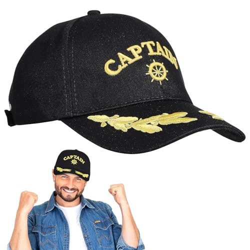 MINAOLULUS Gorra de Béisbol para Hombre de Algodón Ajustable Negra, Sombrero de Capitán Elegante y Duradero para Fiesta Verano y Actividades al Aire Libre