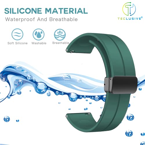 Image of T TECLUSIVE Premium Silicone Strap Band with Magnetic Lock 22mm Compatible for Galaxy Watch 3 45mm / Watch 46mm | S3 Frontier | Amazfit Stratos GTR | Fossil Gen 5 6 | Adjustable Silicon Band