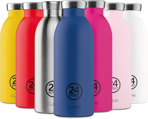 24BOTTLES Clima Bottle Butelka termiczna 500 ml, butelka ze stali nierdzewnej, w 100% szczelna (24 h Cold 12 h Hot), włoski design, butelki termiczne, Water Bottle Tuxedo Black