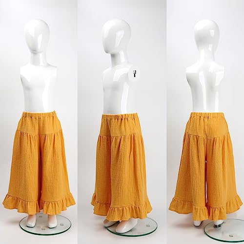 Image of HOOLCHEAN Baby and Little Girls Soft Cotton Gauze Wide Leg Ruffled Pants