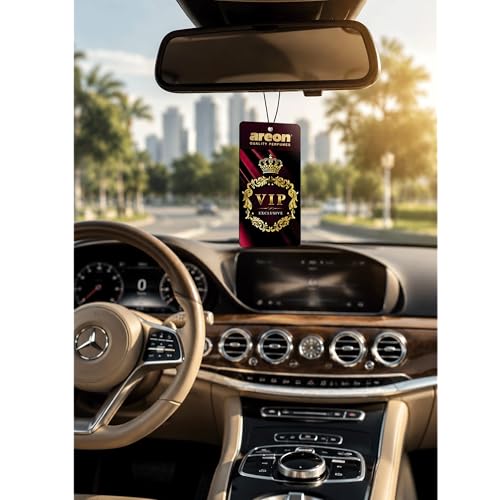 Image of AREON VIP Hanging Car Air Freshener Pack of 3 - Premium Car Perfume with Natural Fragrances, Stylish Hanging Cards Long Lasting Auto Air Freshener for Car, Home, Office & Vehicle Interior - UNIQUE