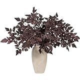 VICAMB 4 Pack 23.6in Artificial Cimicifuga Plant Leaf Spray,Faux Plum Purple Cimicifuga Leaf Bundles,Fall Faux Stems and Branches for Vase,Wedding/Autumn/Farmhouse/Home Decor