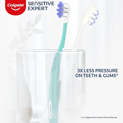 Colgate Sensitive Expert Ultra Soft Sensitive Toothbrush Pack, Extra Soft Toothbrush for Sensitive Gums and Teeth, Gently Cleans Teeth and Gums, 2 Pack - Image 3