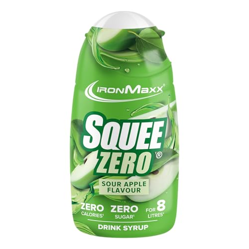 IronMaxx - IronMaxx SqueeZero - Sirop sans sucre & zero calorie, Pomme Verte 65ml | Boisson sans sucre au goût rafraîchissant | Prépare jusqu’à 8 litres de boisson zero sucre