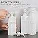 Stylish Shampoo and Conditioner Dispenser Set of 3 - Modern 19oz Shower Soap Bottles with Pump and Labels - Easy to Refill Body Wash Dispensers for an Instant Bathroom Decor Upgrade