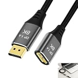 Kabel przedłużający Displayport 1,0 M, kabel męski na żeński 1,4, uchwyt 8K@60 Hz 4K@144 Hz, 2K@240 Hz, dynamiczny HDR i HDCP 2.2, kompatybilny wstecz 1,1/1,2, przedłużacz do monitora gier, karta
