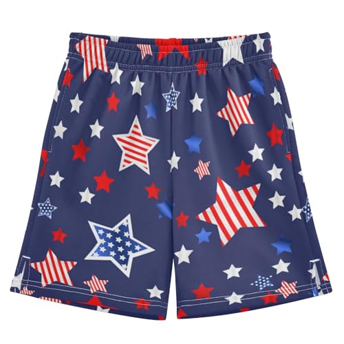 American Flag Stars Pattern Boys Athletic Shorts Kids Basketball Shorts Gym Short for Summer S