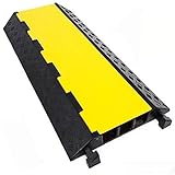 【CUBIERTA DE ALTA CALIDAD】- Color: Negro + Amarillo; Canal: 3; Capacidad de carga: 44,000lbs. Hecho de caucho termoplástico de grado industrial, esta cubierta protectora de rampa de cable es sólida y práctica.