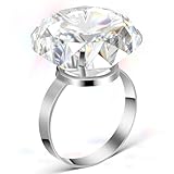 Sewroro Anillo de Diamante Falso Grande, Anillo de Compromiso Gigante Falso para Bodas, Aniversarios Y Fiestas, 2,55 X 1,77 X 1,69 Pulgadas