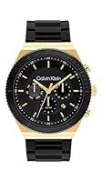 Calvin Klein Men's Ck Fearless Black Silicone Multi-function Watch, 25200306, Black, 44.3 mm