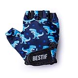 BESTIF Kinder Fahrradhandschuhe für Jungen und Mädchen Fingerlose Radhandschuhe Halbfinger | Klettverschluss | Gel Polsterung (Dinosaur, XXS/XS)