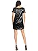 Anna-Kaci Women's Short Sleeve V-Neck Sequin Shift T-Shirt Mini Dress, Black, X-Large