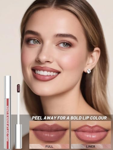 Image of Lip Stain Peel Off Lip Liner Stain with Tweezer, Long Lasting Matte Lip Tint Tattoo, Highly Pigmented Color Lip Makeup, Waterproof Lipstick, Transfer-proof Lipstain for Women, Rose Pink