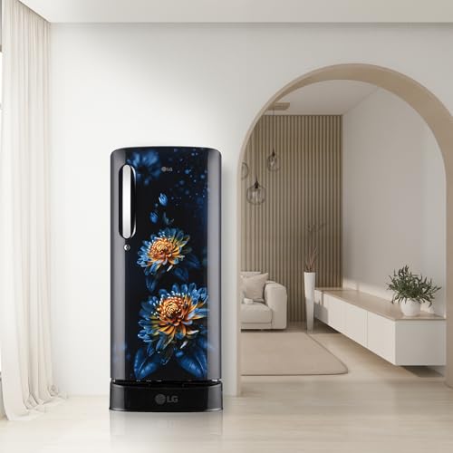 Image of LG 185 L, 5 Star, Direct-Cool, Smart Inverter Compressor, Single Door Refrigerator with Fast Ice Making (GL-D201AEFU, Ebony Florance, Runs on Home Inverter, Moist 'N' Fresh & Base stand with drawer)