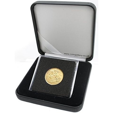 Deluxe Black Quadrum Case with Quadrum Capsule for Displaying a Full Sovereign Coin Cover
