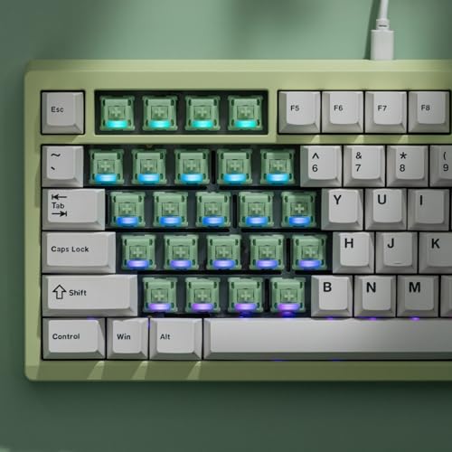 Image of OOCTPK Chilkey Jade Green Keyboard Switches, 5 Pin PCB Mount Pre-lubed Switches Linear with POM Housing, UPE /Stainless Steel Stem for Mechanical Gaming Keyboard (35pcs)