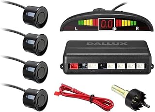 مجموعة حساس ركنة السيارة بشاشة ال اي دي مع ظام رادار احتياطي عكسي للسيارة وشاشة ال اي دي + تنبيه جرس + 4 مستشعرات ركنة للسيارات العالمي بلون أسود