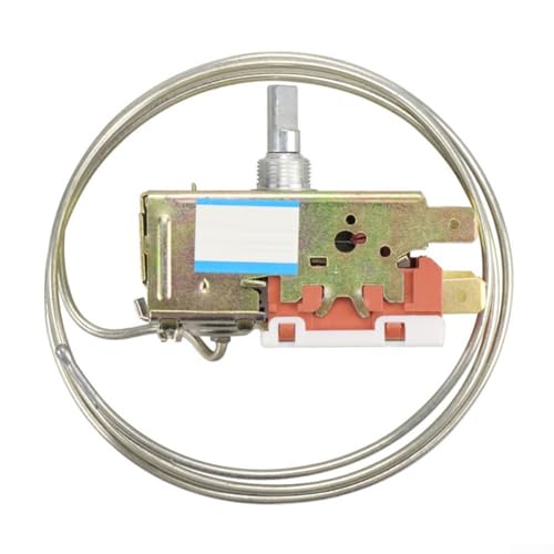 Eawfgtuw WDF19-K - Interruptor controlador de temperatura de termostato de refrigerador de metal con eje en forma de D, diseño de 3 pines, longitud de cable de 80 cm para sistema de refrigeración