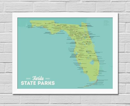 Florida State Parks 18x24 Poster (Green & Aqua | White Frame.)