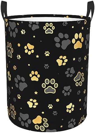 Gbuzozie Cute Dogs Animal Paws Round Laundry Hamper Storage Basket Toys Clothes Organizer Bin For Home Bathroom Bedroom Dorm Nursery, 38l