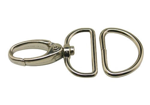Amanaote Metal Silvery 1 Inch Inside Diameter D Ring Assemble Lobster Clasps Buckle Connection Buckle Hook Jewelry Connector For Handbag Or Luggage Accessories(Pack Of 10 Sets)