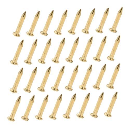 Mikikit 100pcs Copper Nails for Furniture Round Head Brad Nails Picture Fixing Nails Diy Craft Hardware Accessories