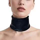 IOKUKI Schwarzer Latex Kragen mit verstellbarem Gummiband,Handgefertigte Latex Halsbänder für Unisex-3XL