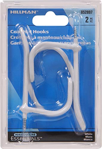 Hardware Essentials 852897 Wire Coat And Hat Hook White Vinyl -2 Pack #TOP1
