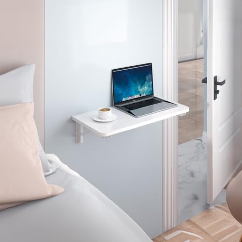 Shally Dogan Mesa de Pared Plegable de 80 x 60 cm, de Madera, estantería de Pared Plegable, Ahorra Espacio, versátil, Escritorio para Ordenador, Mesa de Comedor, salón, salón, baño, Cocina (Blanco) - imagen 8