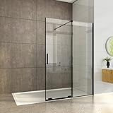 Heilmetz Walk in Duschwand Glas mit Schiebetür Duschabtrennung Duschwand 120 mit Schiebetür Duschkabine Schwarz 8 mm Easy-clean Nano Sicherheitsglas Duschtrennwand Höhe 195 cm
