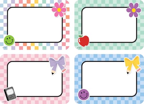 Teacher Created Resources Cool for School Checkers Name Tags/Labels - Multi-Pack (TCR9353)