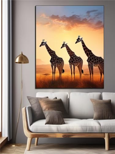 Diamond painting girafe 5D kit complet de broderie diamant pour loisirs créatifs adultes 50x70cm