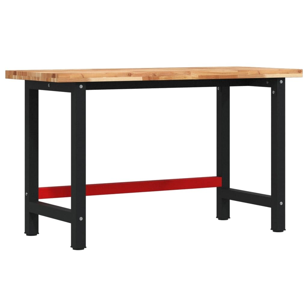 Banco da lavoro in legno di acacia massiccio 140x60x83 cm con telaio