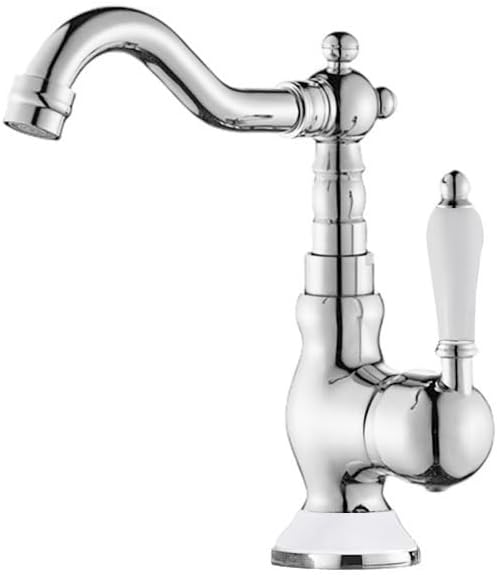 Brass Gold Deck Mounted Basin Faucet Single Handle Hot Cold Mixer Tap G9/16 Pipe(Short-Chrome)