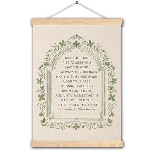 TAZSWDMM Vintage Irish Blessing Poster Wall Art Framed Irish Blessing Decor St. Patricks Day Shamrock Canvas Prints Wall Decor for Home Bedroom Living Room Office 12x16 Inch