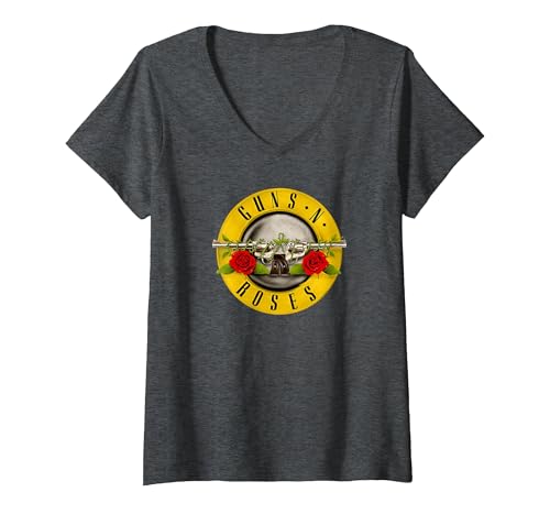 Image of Women's Guns 'n' Roses Bullet Logo by Rock Off V-Neck T-Shirt, Dark Heather Grey, XX-Large