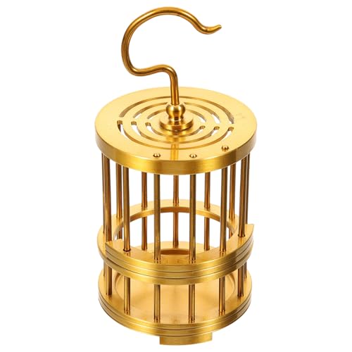 SWOOMEY Jaula para Pájaros de Latón Dorada Diseño Elegante y Seguro, Jaula Colgante Decorativa para Mascotas Pequeñas y Grillos, Adecuado para Exteriores