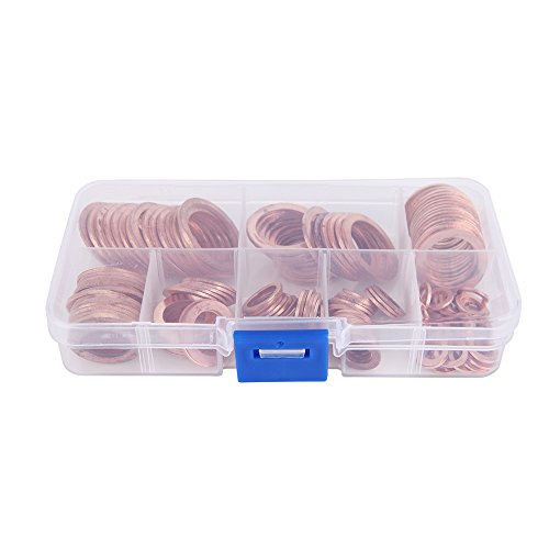 Eowpower 02-013-001 140 Pieces 8 Sizes Copper Metric Sealing Washers Assortment Set thumb #2