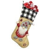 SYNYEY Bas de Noël, Bas de Suspension à Carreaux de Buffle Noir et Rouge, Cintres Mignons de Bas de poupées sans Visage de Noël pour des décorations de fête de Vacances