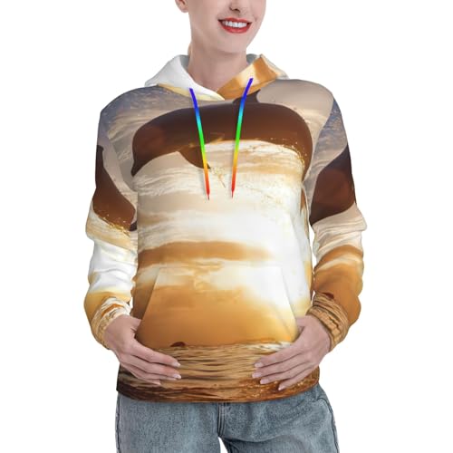 Sweat à capuche femme polyvalent pull ajusté quotidien dauphin