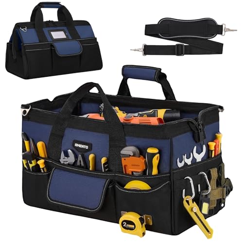 Image of 18-Inch Heavy Duty Tool Bag, 22 Pockets Empty Tool Box Organizer Storage, Soft Large Tote Toolbox Organization Portable Handle Carry Drill Toolbag for Handyman Home DIYer, Dad Men Gifts, Blue
