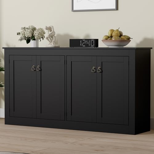 Cozy-Castle-Buffet-Cabinet-with-Storage-Kitchen-Storage-Cabinet-Wood-Console-Table-Coffee-Bar-Accent-Cabinets-for-Living-Room-Dining-Room-Entryway-Black-575-W Cozy Castle Buffet Cabinet with Storage Kitchen Storage Cabinet Wood Console Table Coffee Bar Accent Cabinets for Living Room Dining Room Entryway Black 575 W