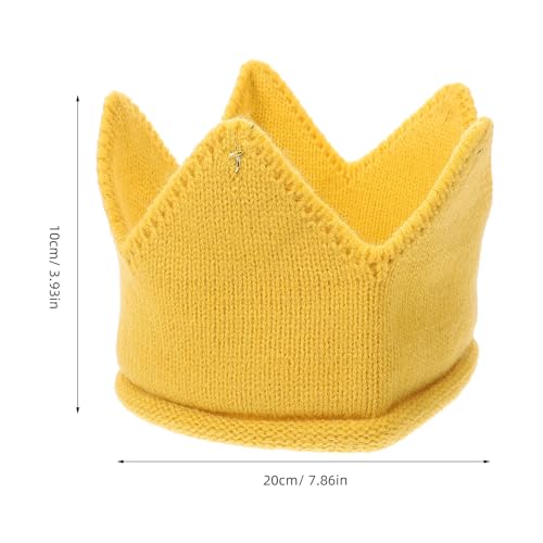 1pcs Baby Boy & Girl Birthday Party Knitted Crown Headband Toddler Knit Crochet Beanie Cap ¼ˆ Yellow ¼‰2