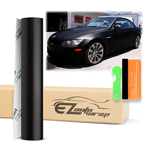 Genuine 3M 2080 Satin Black Car Auto Vinyl Vehicle Wrap Sticker Film Sheet Decal Air Release Technology With Tool Kit (Include Squeegee And Knife) 12"X60" (1Ftx5Ft) #TOP12