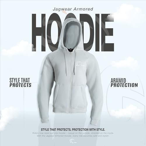 Image of JAG Motorcycle Protective Hoodie with Partial Aramid Lining, Riding Jacket | Motorcycle Hoodie with Armor CE-Certified Protectors All-Season Sweatshirt, Riding Motorcycle Armored Hoodie for Men & Women